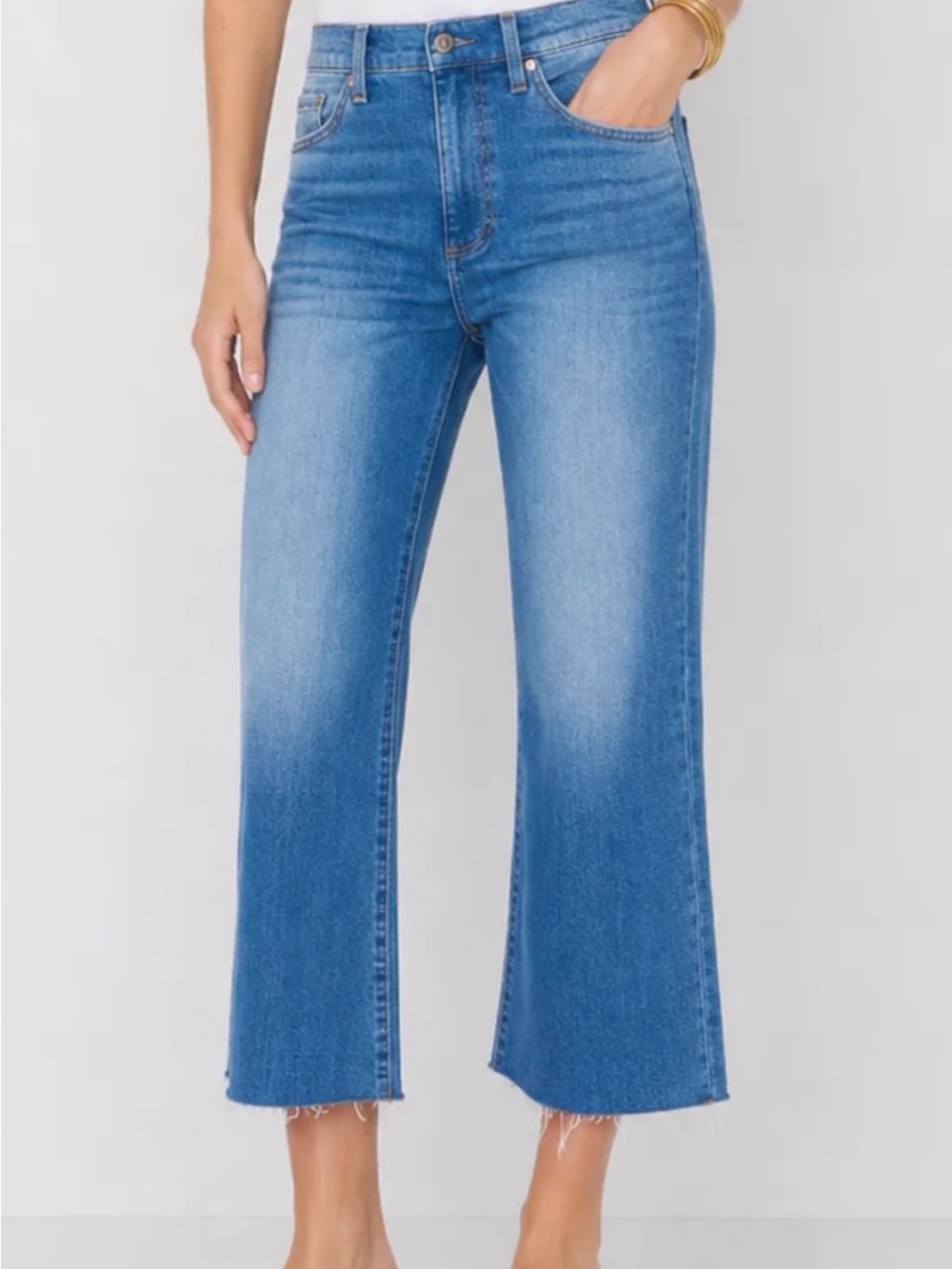Pistols Lennon Medium Blue High-Rise Cropped Wide-Leg Jeans size 29